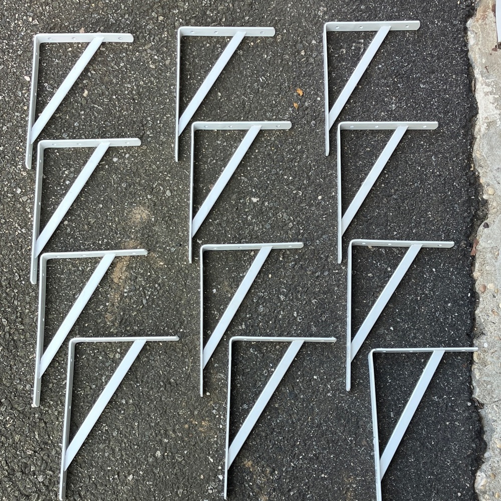 Heavy Duty White Metal Shelf Brackets 11.5” x 8”
